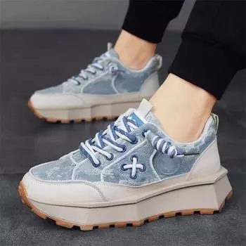 Мужская новая универсальная спортивная обувь на толстой подошве, фирменный дизайн, персонализированная нескользящая и износостойкая мужская обувь, размер 39-44 39 синий