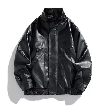 Мужская новая весенне-осенняя куртка из кожи в американском стиле, мужская куртка из искусственной кожи, мотоциклетная куртка, кожаная куртка с воротником-стойкой, модный бренд M