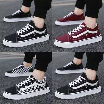 Мужская новая весенне-осенняя мода 2024 года, парусиновые туфли большого размера с низким верхом, универсальные кроссовки, молодежная повседневная мужская обувь 39 чёрный