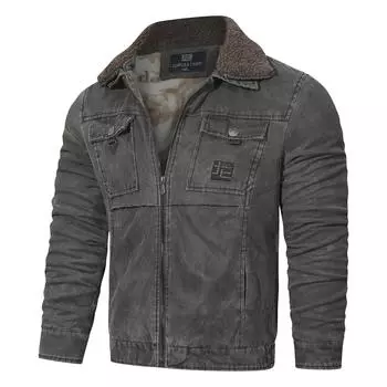 Мужская новая зимняя флисовая куртка с лацканами, меховая интегрированная куртка, мужская свободная мужская одежда