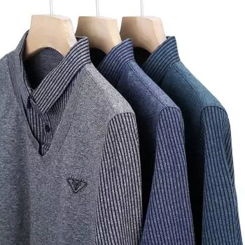 Мужская новая зимняя футболка Plus Velvet из двух частей, повседневная теплая рубашка с лацканами, нижняя рубашка M