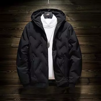 Мужская новая зимняя куртка-пуховик большого размера, свободная хлопковая куртка, молодежная повседневная однотонная теплая куртка-пуховик для мужчин M