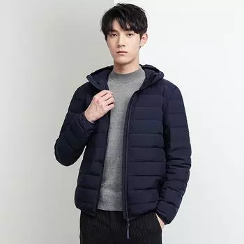 Мужская новая зимняя куртка-пуховик, мужская короткая куртка с капюшоном, мужская модная брендовая однотонная куртка из утиного пуха 90% белого цвета, тепло M