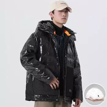 Мужская новая зимняя куртка-пуховик, утолщенная, короткая, белый утиный пух, пара, зимняя одежда, модный бренд, интернет-знаменитость, тот же стиль, куртка M