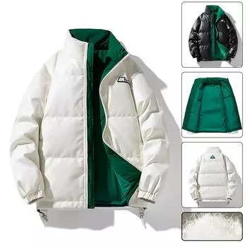 Мужская новая зимняя модная брендовая кожаная куртка-пуховик с воротником-стойкой, мужская белая утиная пуховая утепленная теплая куртка для пары M