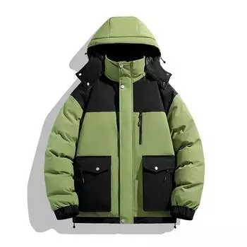 Мужская новая зимняя модная свободная куртка с хлопковой подкладкой для пары, плотный флисовый костюм для хлеба S белый