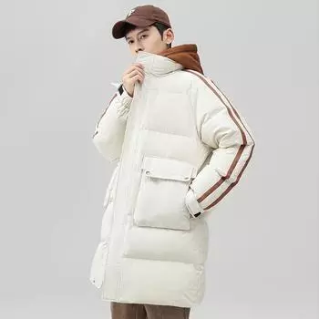 Мужская новая зимняя модная теплая куртка средней длины для мужчин и подростков, утолщенное удобное пальто с капюшоном для пары S