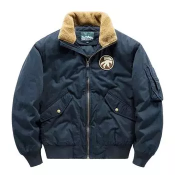 Мужская новая зимняя стеганая куртка-карго больших размеров с воротником из овечьей шерсти M