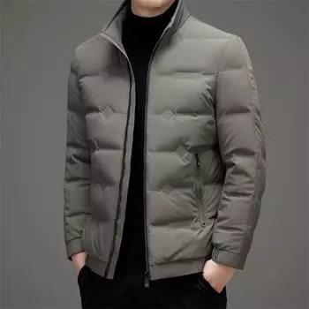 Мужская новая зимняя стильная тонкая короткая куртка с воротником-стойкой, утолщенная, красивая повседневная белая куртка на утином пуху для молодежи и людей среднего возраста M