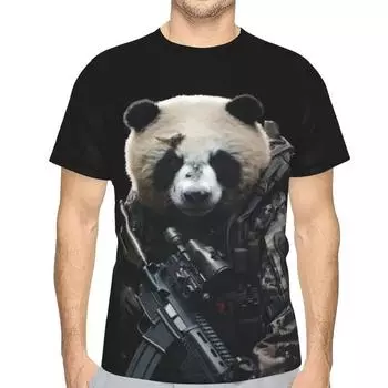 Мужская новинка 2024 года, модная повседневная футболка, красивая футболка с круглым вырезом и 3D принтом панды XS