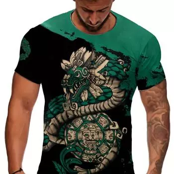 Мужская новинка с коротким рукавом и круглым вырезом, цифровая печать с изображением черепа и животных, летняя уличная футболка S
