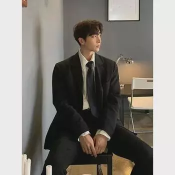 Мужская облегающая черная формальная куртка – осень/зима, стиль для зрелых людей M