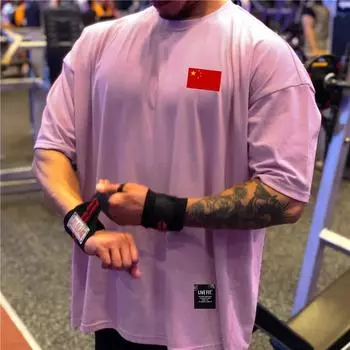 Мужская облегающая дышащая футболка для фитнеса в китайском стиле XXL чёрный