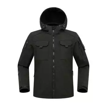 Мужская облегающая куртка Soft Shell Tactical Cycling Short, весна-осень, флисовая эластичная куртка для активного отдыха, водонепроницаемая и устойчивая к царапинам, серая XXL чёрный