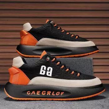 Мужская обувь 2023 Весенние универсальные мужские спортивные кроссовки для бега на толстой подошве с приподнятой подошвой 39 оранжевый