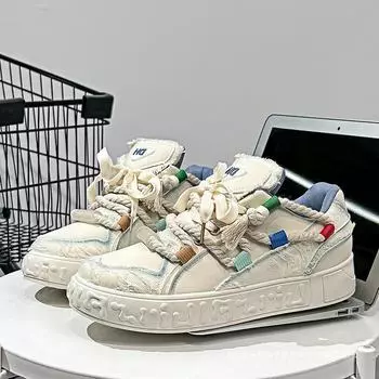 Мужская обувь 2024 года — комфортная, повседневная, износостойкая, модная, с разноцветными дреды-хлебами 42 синий