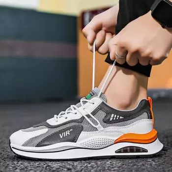 Мужская обувь 2024 года, летние дышащие сетчатые кроссовки, удобные, ноские, спортивные, повседневные, молодежные, спортивные, кроссовки, мужской теннис 39 серый