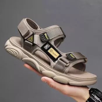 Мужская обувь 2024 года, летние новые модные сандалии двойного назначения, спортивная, для отдыха на открытом воздухе, нескользящая пляжная обувь 38 чёрный