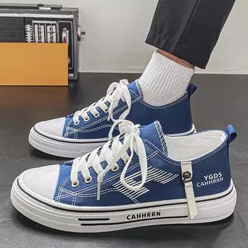 Мужская обувь 2024 года, летняя дышащая универсальная классическая тканевая обувь, спортивная и повседневная парусиновая молодежная обувь на мягкой подошве с плоским дном 39 чёрный