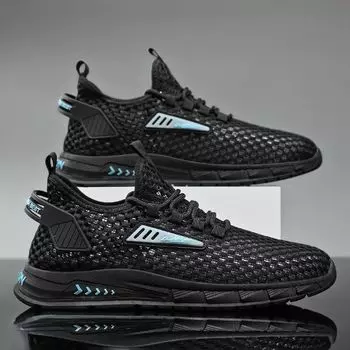 Мужская обувь 2024 года, летняя новая мужская сетчатая повседневная спортивная обувь, легкая дышащая мягкая подошва, универсальная нескользящая обувь для бега 39