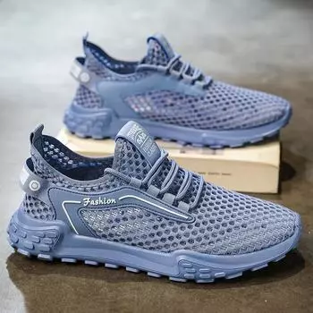 Мужская обувь 2024 года, летняя полая дышащая сетчатая обувь с низким верхом для молодых студентов, бегущих, модная повседневная спортивная обувь 39