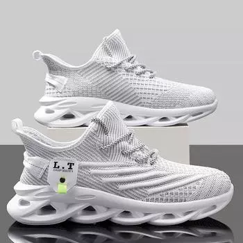 Мужская обувь 2024 года, лето, новые дышащие нескользящие кроссовки для бега, универсальные модные спортивные сетчатые повседневные туфли для пап, модная обувь 39