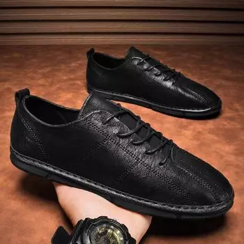 Мужская обувь 2024 года, модные туфли-лодочки, классические повседневные туфли для вождения, качественные кожаные удобные мужские туфли-лоферы, черные туфли 38 чёрный