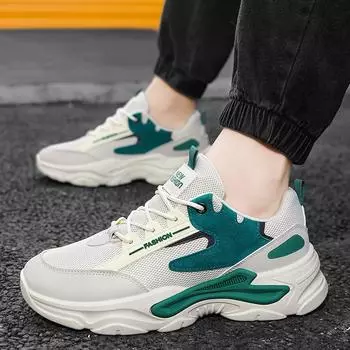 Мужская обувь 2024 года, новая летняя дышащая сетчатая повседневная спортивная обувь для знаменитостей из Интернета, молодежная универсальная спортивная модная обувь 39 бежевый