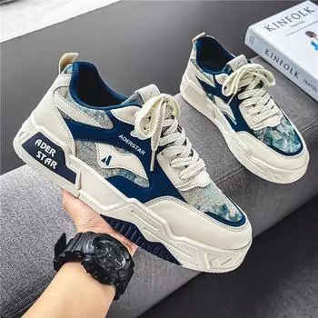 Мужская обувь 2024 года, новая летняя дышащая и универсальная молодежная спортивная и любительская обувь для сноуборда, толстая подошва, усиливающая нишу, модная обувь 39 синий