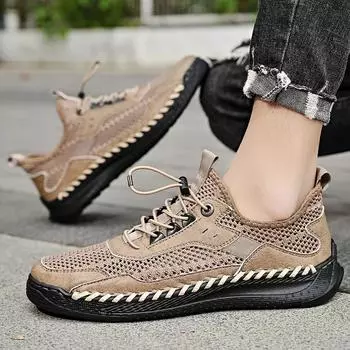 Мужская обувь 2024 года, новая сетчатая дышащая легкая тонкая модель, ленивая стопа, модная спортивная и любительская обувь 38 чёрный