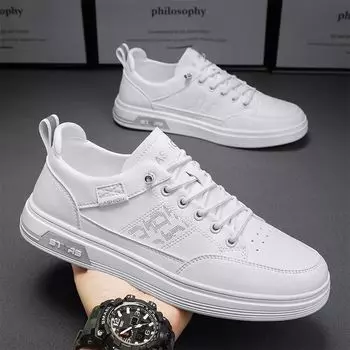 Мужская обувь 2024 года, новая весенняя дышащая обувь белого цвета, корейская версия, модная универсальная обувь с одной педалью для спорта и отдыха, с мягкой подошвой 39