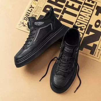 Мужская обувь 2024 года, новая зимняя дышащая спортивная мужская обувь, универсальная повседневная обувь для сёрфинга, мужская лёгкая обувь среднего и высокого берца, модная обувь 39 чёрный