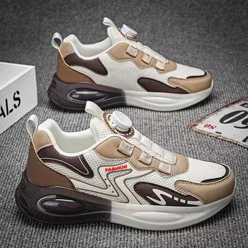 Мужская обувь 2024 года, новая зимняя дышащая воздушная подушка, амортизирующая сетчатая платформа, молодежная спортивная обувь для бега и папы 39 серый