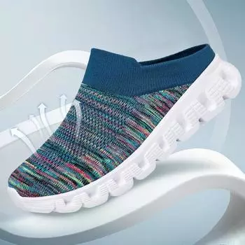 Мужская обувь 2024 года, новые легкие удобные повседневные туфли для ходьбы, дышащие тапочки, унисекс, мужские и женские мокасины, шлепанцы 35 темно-синий