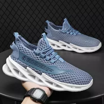 Мужская обувь 2024 года, новые летние дышащие тонкие сетчатые полые кроссовки, спортивные повседневные кроссовки, модные трендовые сетчатые кроссовки 36