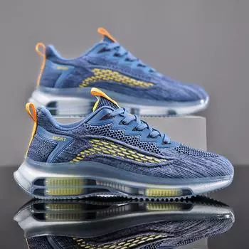 Мужская обувь 2024 года, новые летние кроссовки с воздушной подушкой, трендовая амортизирующая повседневная спортивная обувь на платформе, папины туфли 39 джинсовый синий