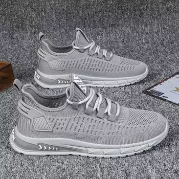 Мужская обувь 2024 года, новые летние повседневные дышащие сетчатые кроссовки с мягкой подошвой для бега, модные мужские кроссовки из сетчатой ткани 39 бежевый