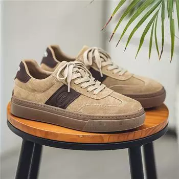Мужская обувь 2024 года, новые немецкие кроссовки, мужские весенние дышащие кроссовки с толстой подошвой, модная универсальная кожаная спортивная и любительская обувь 38 коричневый