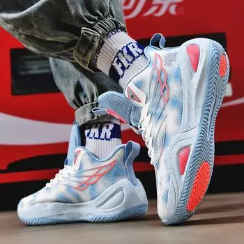 Мужская обувь 2024 года, новые сетчатые дышащие баскетбольные спортивные кроссовки, спортивные студенческие сверхлегкие амортизирующие кроссовки для бега 35