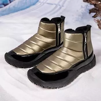 Мужская обувь 2024 года, новые водонепроницаемые зимние ботинки, мужская уличная обувь, теплая хлопковая обувь, зимняя обувь из кашемира, большой размер 39 золотистый