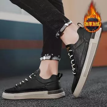 Мужская обувь 2024 года, новые зимние утолщенные бархатные туфли для доски, универсальные дышащие повседневные туфли, нескользящие, молодежные спортивные туфли для прилива 39