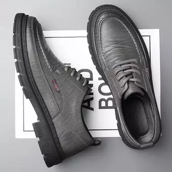 Мужская обувь 2024 года, осень и зима, новые инструменты, ботинки Martin, повседневные британские короткие ботинки, кожаные туфли, низкие модные туфли для мужчин 38 серый