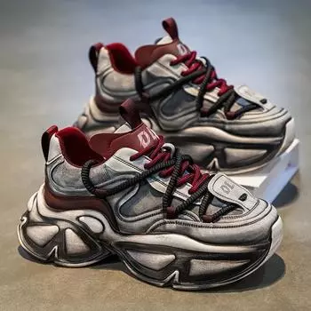 Мужская обувь 2024 года, осень, новая, износостойкая спортивная и повседневная обувь на толстой подошве, молодежная тенденция растет, модная обувь старого папы 39