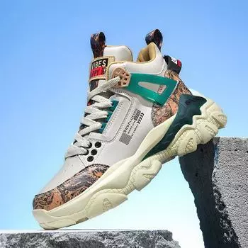 Мужская обувь 2024 года, осень-зима, новый национальный стиль, модная брендовая обувь для пап, для мужчин, подростков, учеников средней школы, высокие баскетбольные кроссовки 38