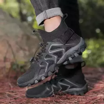 Мужская обувь 2024 года, осенняя обувь для восхождения по течению, нескользящая, новая, дышащая, эластичная, легкая, кроссовки для походов на открытом воздухе, обувь для отдыха 39 чёрный