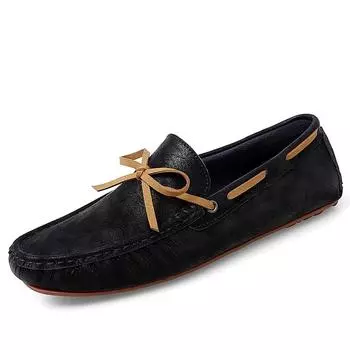 Мужская обувь 2024 года, туфли-лоферы для отдыха и прогулок, мужские классические брендовые туфли из высококачественной кожи, удобные, ручная работа, мягкие 37 чёрный