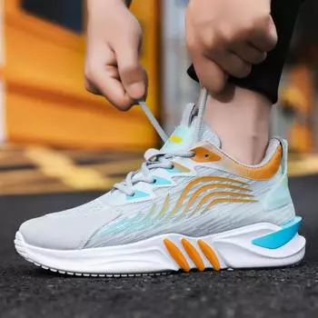 Мужская обувь 2024 года, весна-лето, новый модный тренд, спортивная обувь для бега, мягкая подошва, сетчатая, дышащая, повседневная обувь для мужчин 39 серый