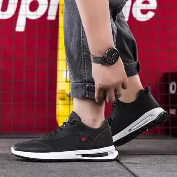 Мужская обувь 2024 года, весна, новые кожаные повседневные универсальные кроссовки с круглым носком, модная корейская версия, спортивная обувь на шнуровке 39