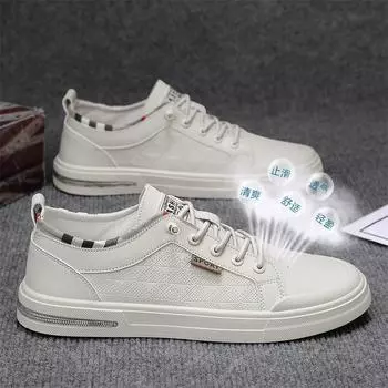 Мужская обувь 2024 года, весна, новые модные туфли, корейская версия, модные кожаные туфли, мужская спортивная обувь, летняя повседневная обувь Xiaobai 39 белый