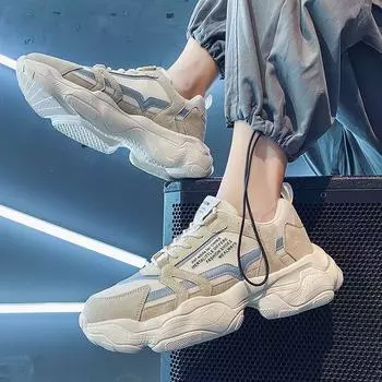 Мужская обувь 2024 года Xia Xin дышащая сетчатая обувь мужская корейская версия увеличивающая рост спортивная и повседневная обувь для пап модная обувь 39